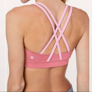 Lululemon Energy Sports Bra Yoga Workout Pink Rose Cherry Tint/Rose Tea Size 4